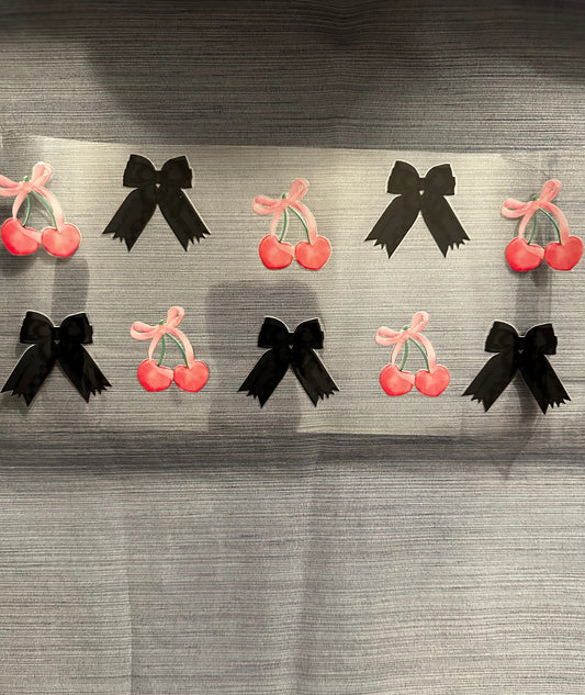 Black Ribbons Pink Cherries